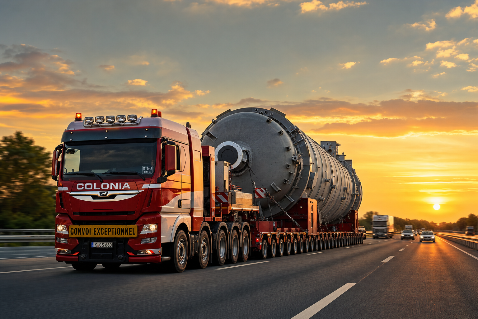 An oversized transport vehicle on a highway representing industrial safety and regulatory compliance.